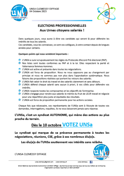 2023-10-04 Election Présentation equipe UNSA NUC